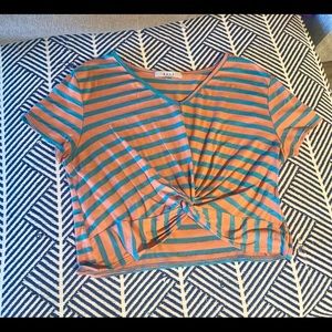 Gaze Orange and Teal Crop Top